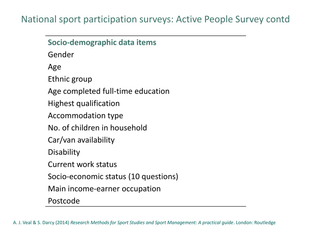 national sport participation surveys active
