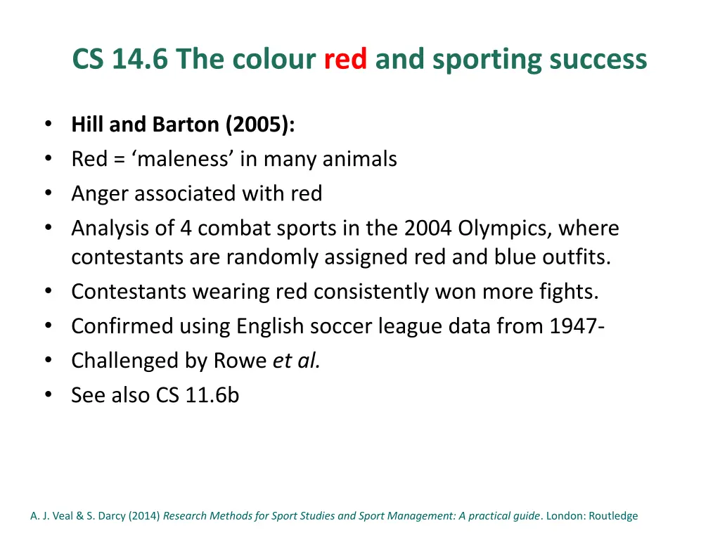 cs 14 6 the colour red and sporting success