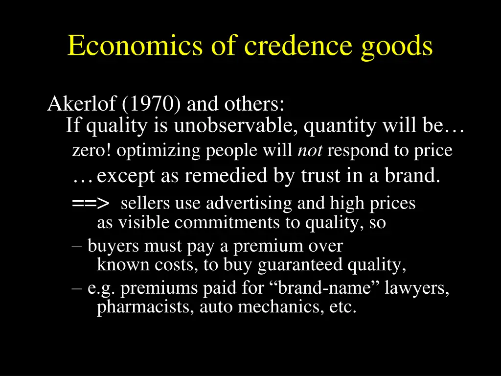 economics of credence goods