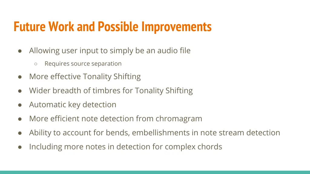 future work and possible improvements