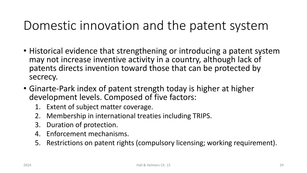 domestic innovation and the patent system