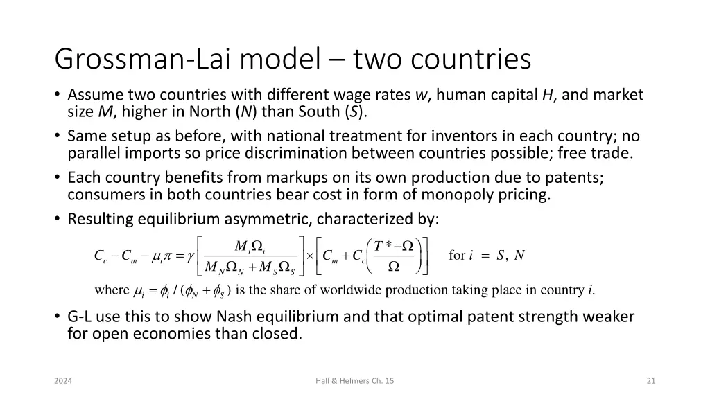 grossman lai model two countries assume
