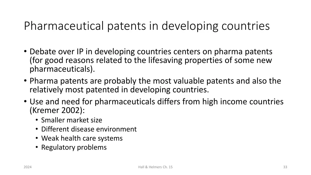 pharmaceutical patents in developing countries