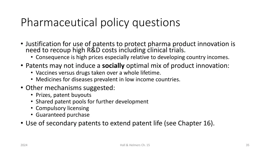 pharmaceutical policy questions