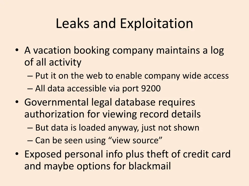 leaks and exploitation 1