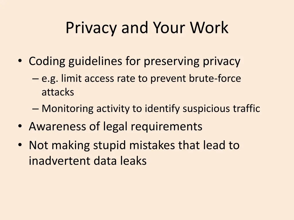 privacy and your work