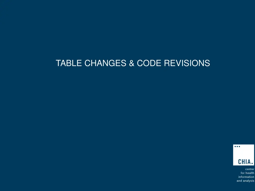 table changes code revisions