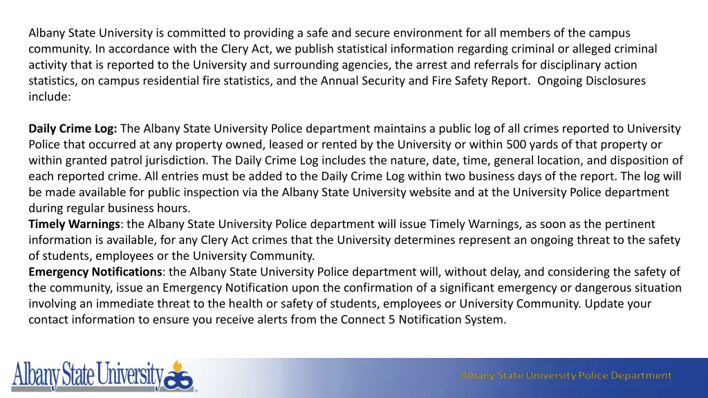 albany state university is committed to providing