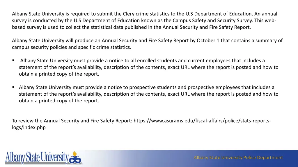 albany state university is required to submit