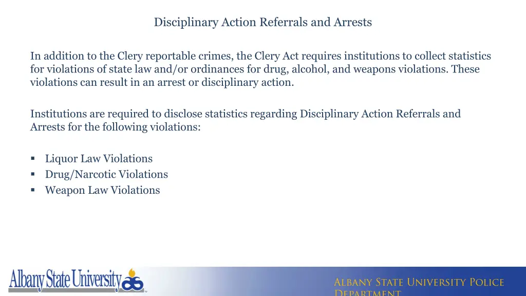 disciplinary action referrals and arrests