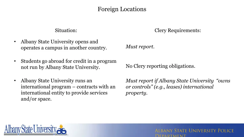 foreign locations