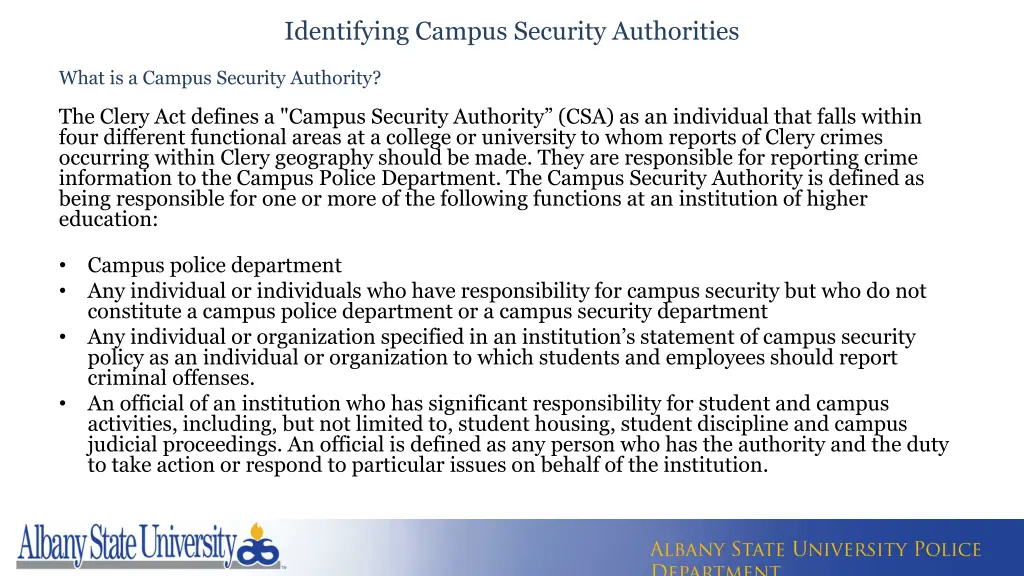 identifying campus security authorities