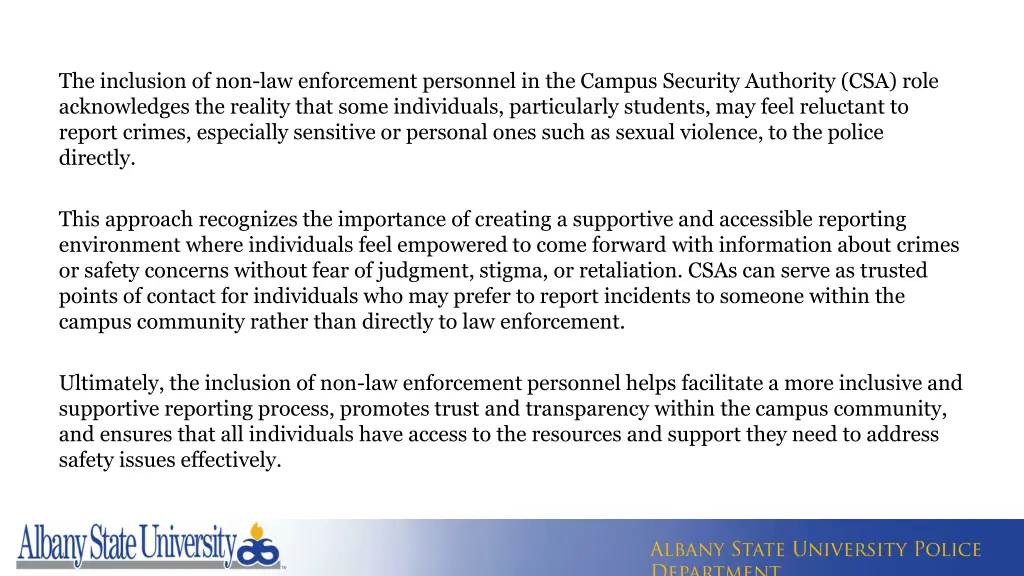 the inclusion of non law enforcement personnel
