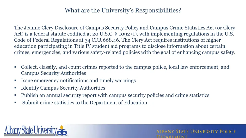 what are the university s responsibilities