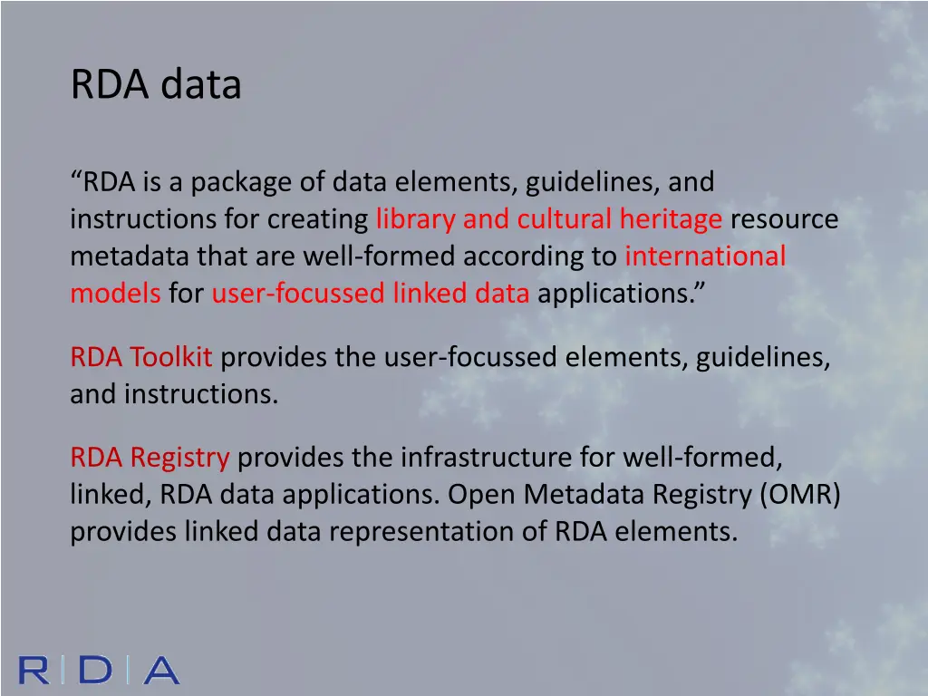 rda data