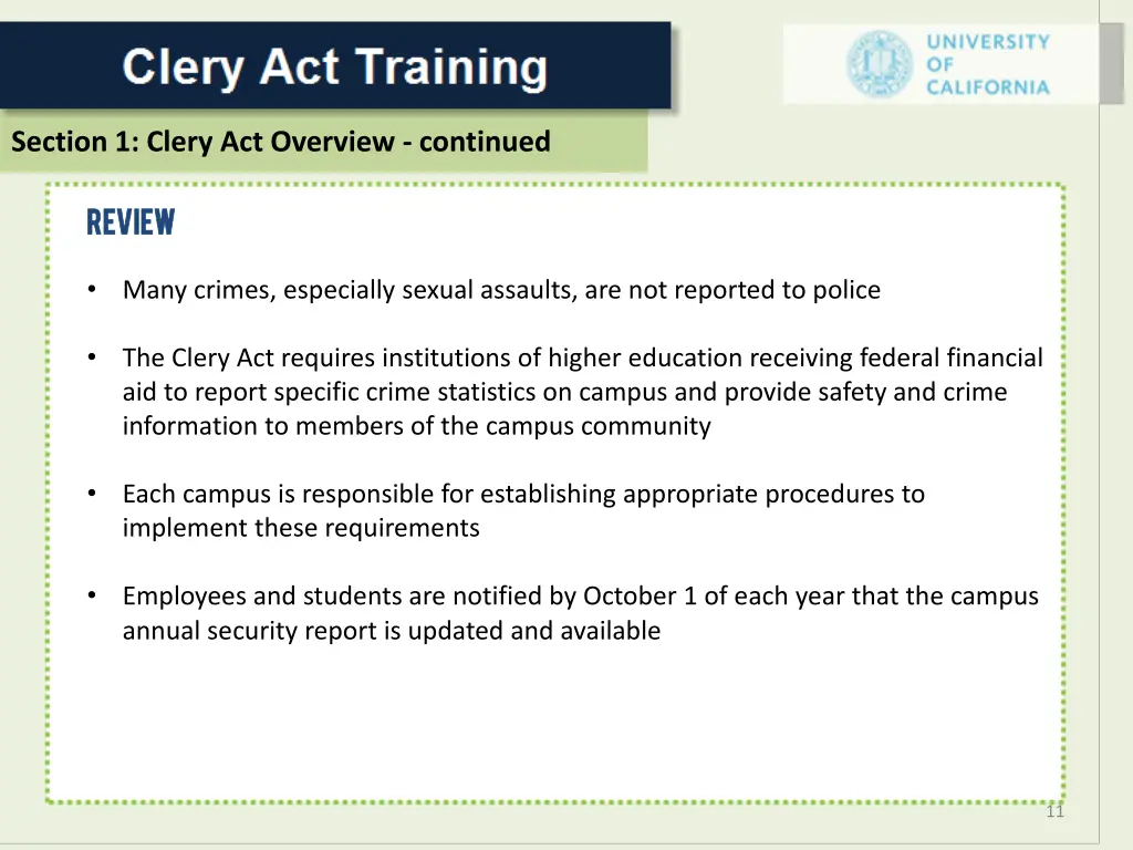 section 1 clery act overview continued 3