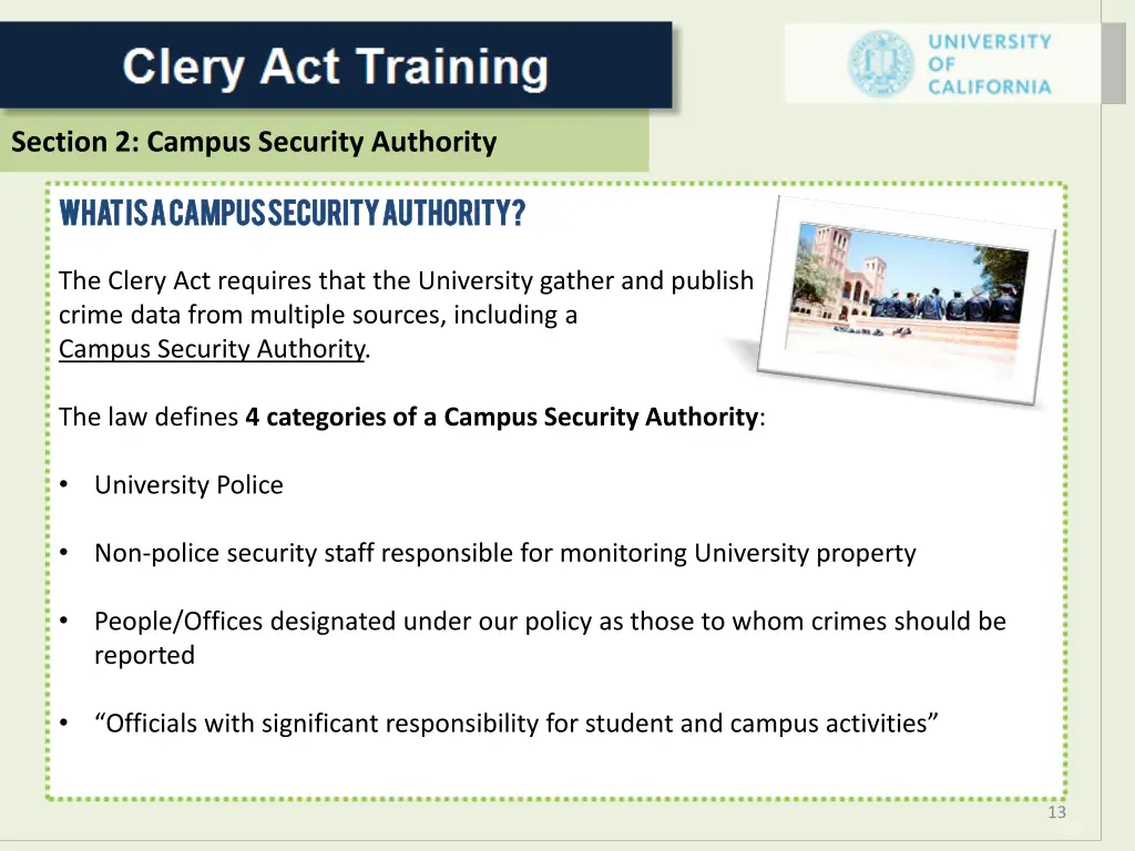 section 2 campus security authority