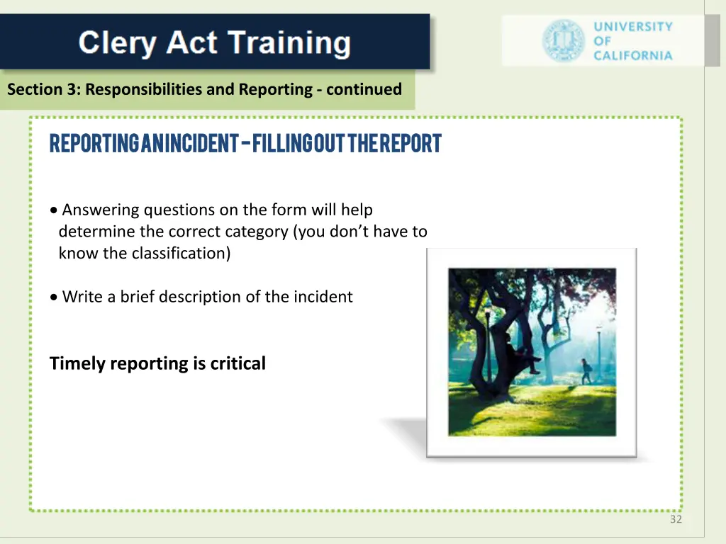section 3 responsibilities and reporting continued 12