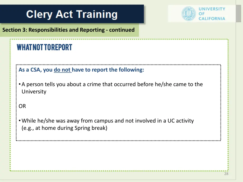 section 3 responsibilities and reporting continued 8