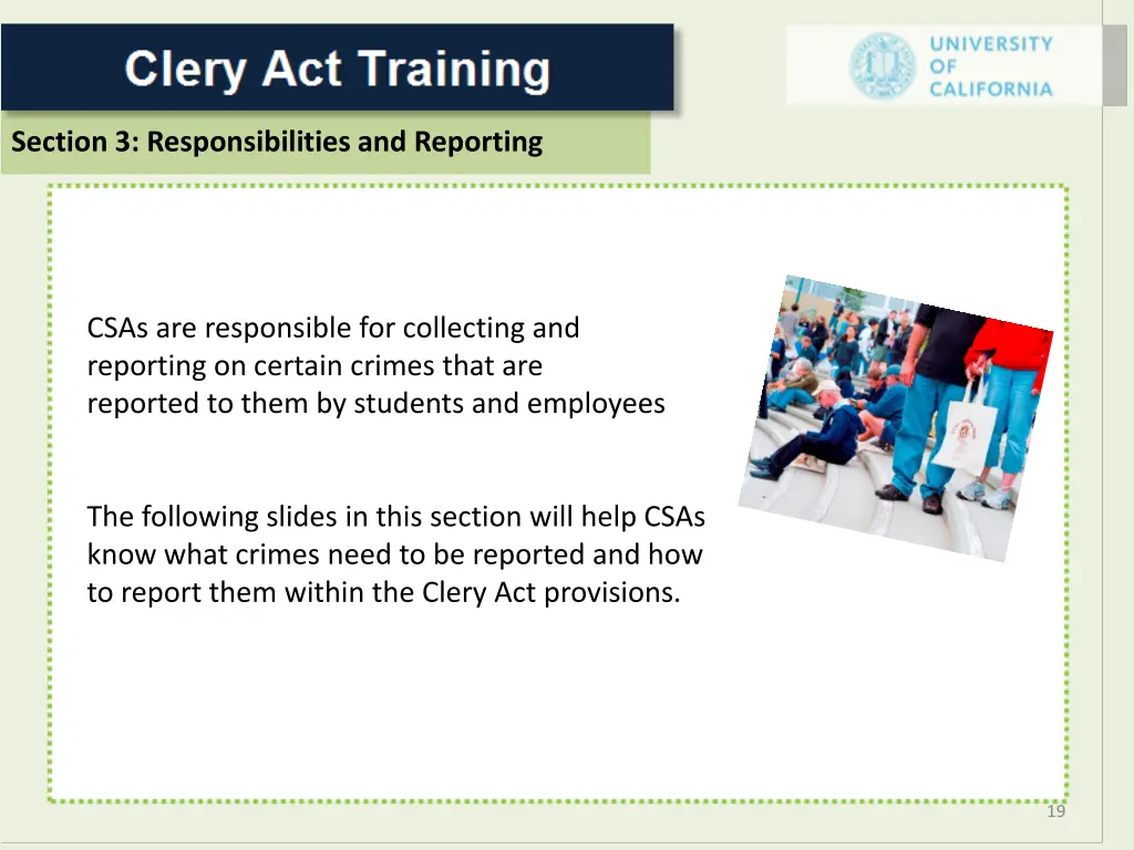 section 3 responsibilities and reporting