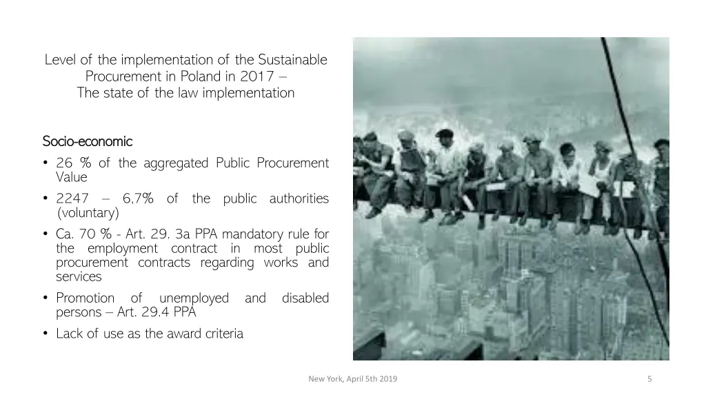 level of the implementation of the sustainable