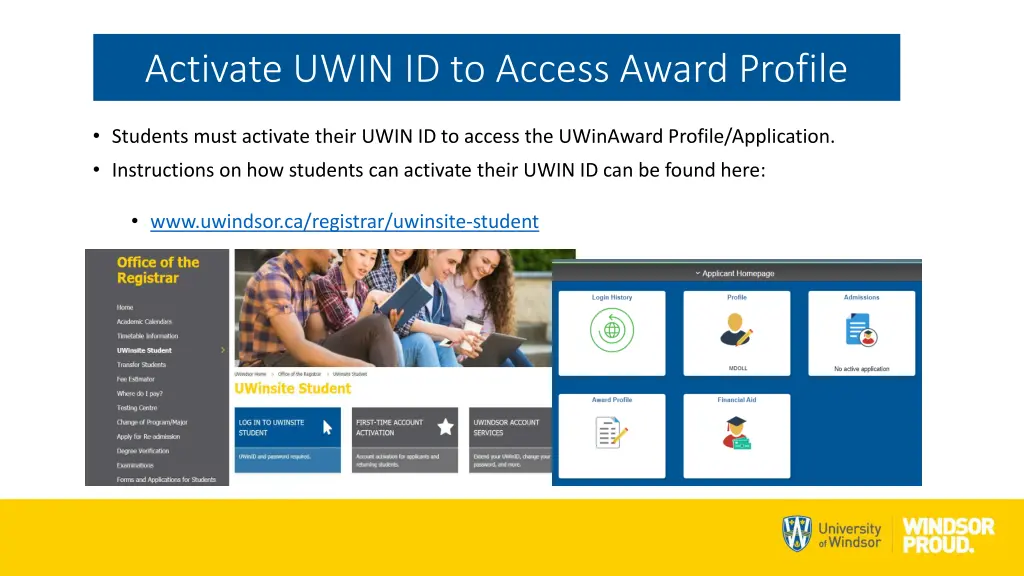 activate uwin id to access award profile