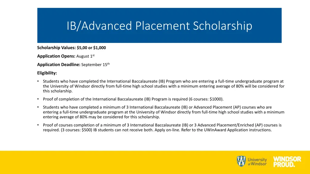 ib advanced placement scholarship