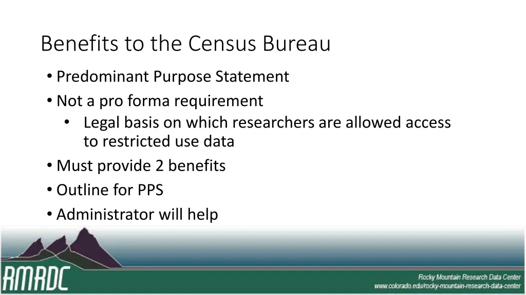 benefits to the census bureau