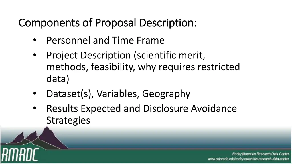 components of proposal description components