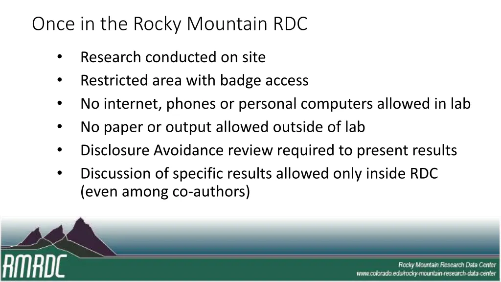 once in the rocky mountain rdc