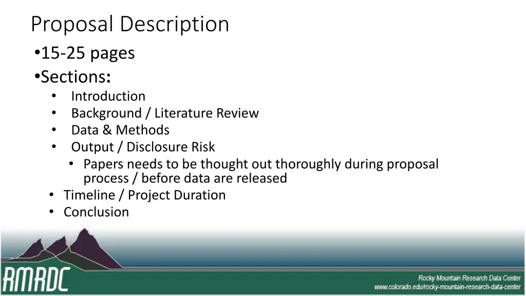 proposal description 15 25 pages sections