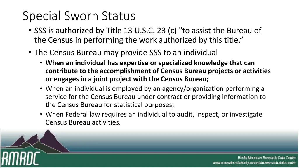 special sworn status sss is authorized by title