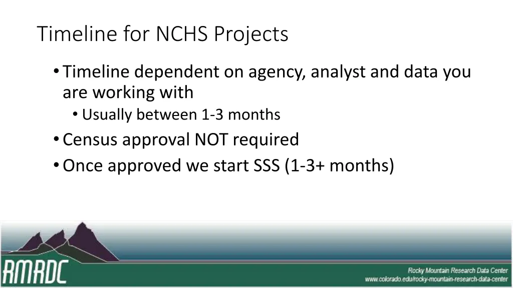 timeline for nchs projects