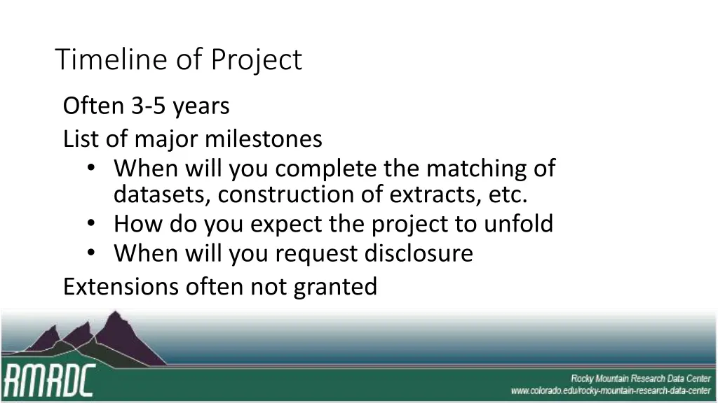 timeline of project