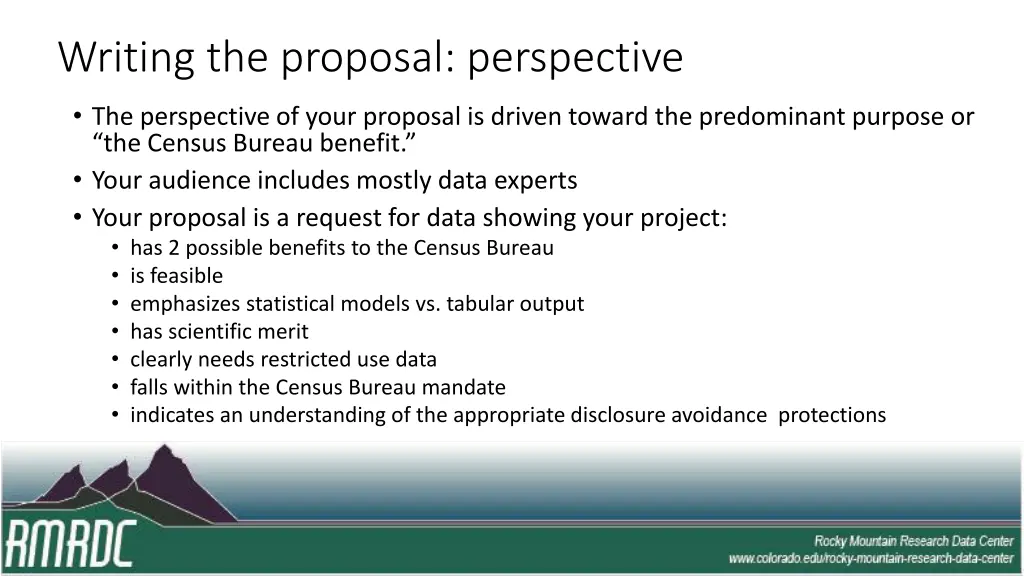 writing the proposal perspective