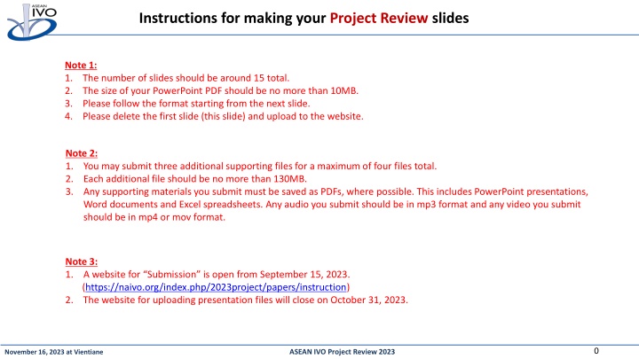 instructions for making your project review slides