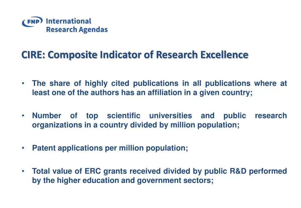 cire composite indicator of research excellence