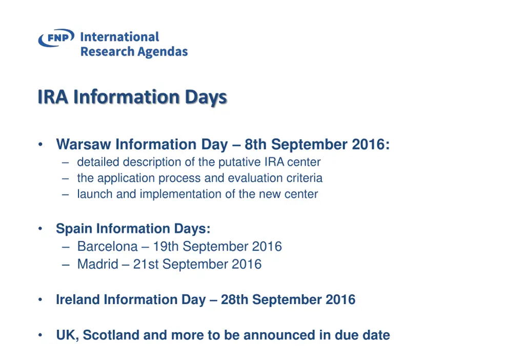 ira information days