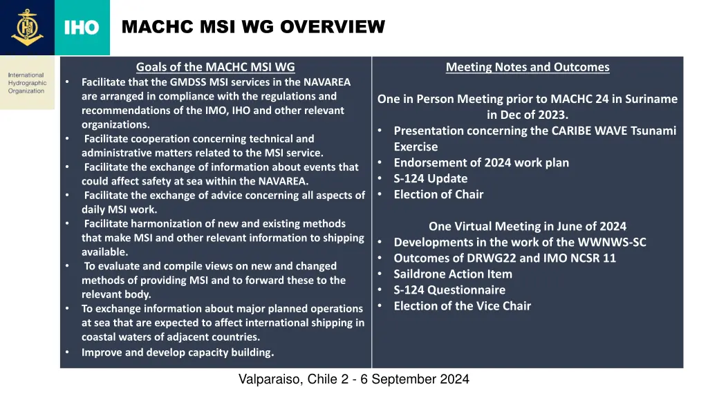 machc msi wg overview