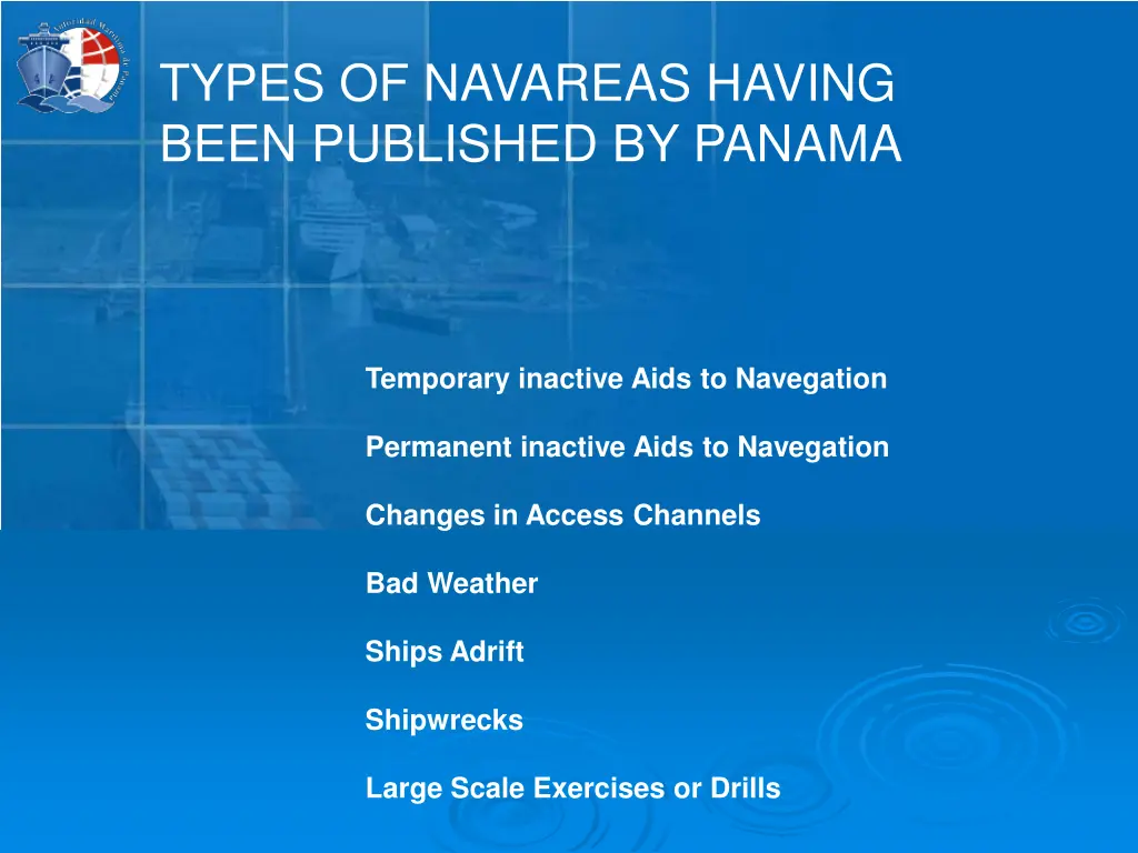 types of navareas having been published by panama