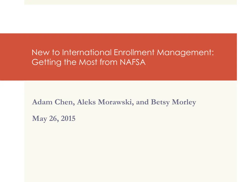 new to international enrollment management 1