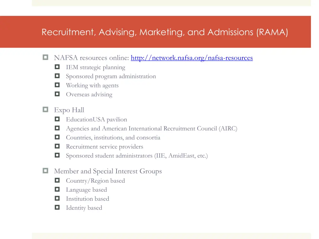 recruitment advising marketing and admissions rama