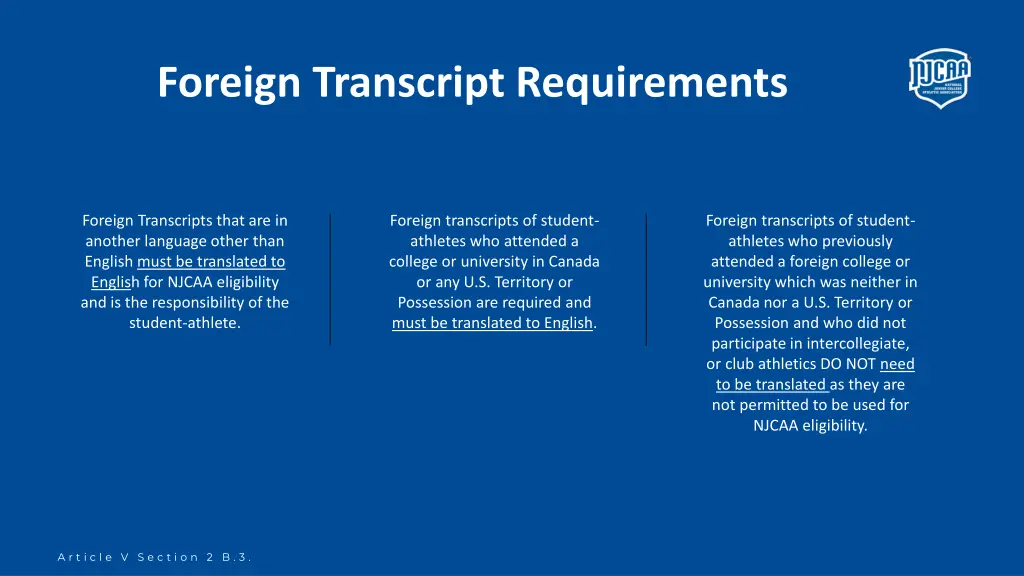 foreign transcript requirements