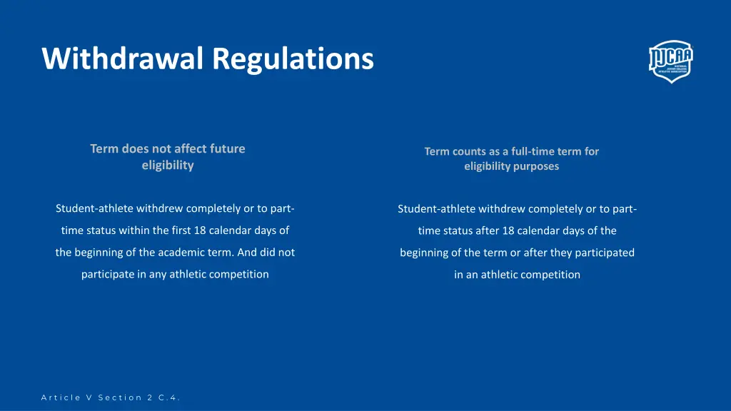 withdrawal regulations 1