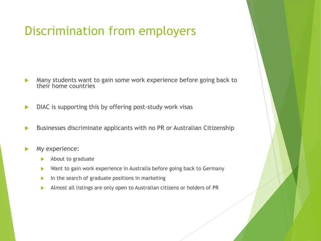 discrimination from employers