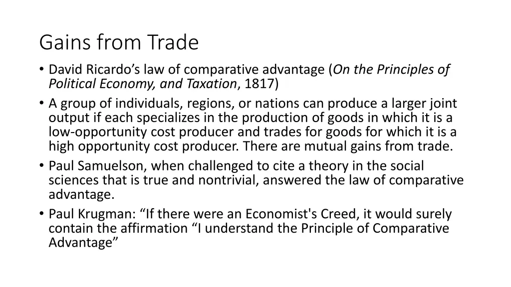 gains from trade david ricardo