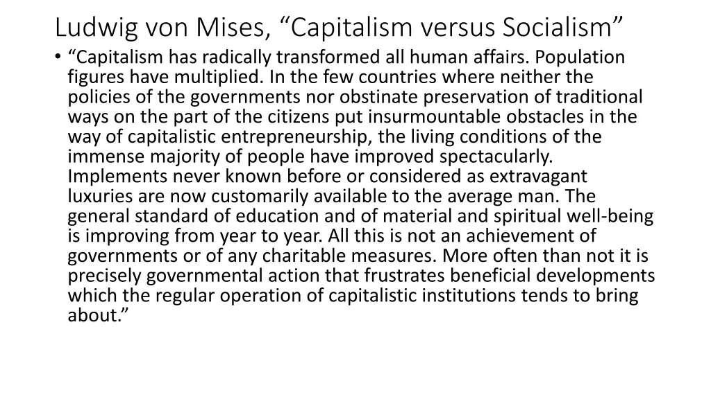 ludwig von mises capitalism versus socialism