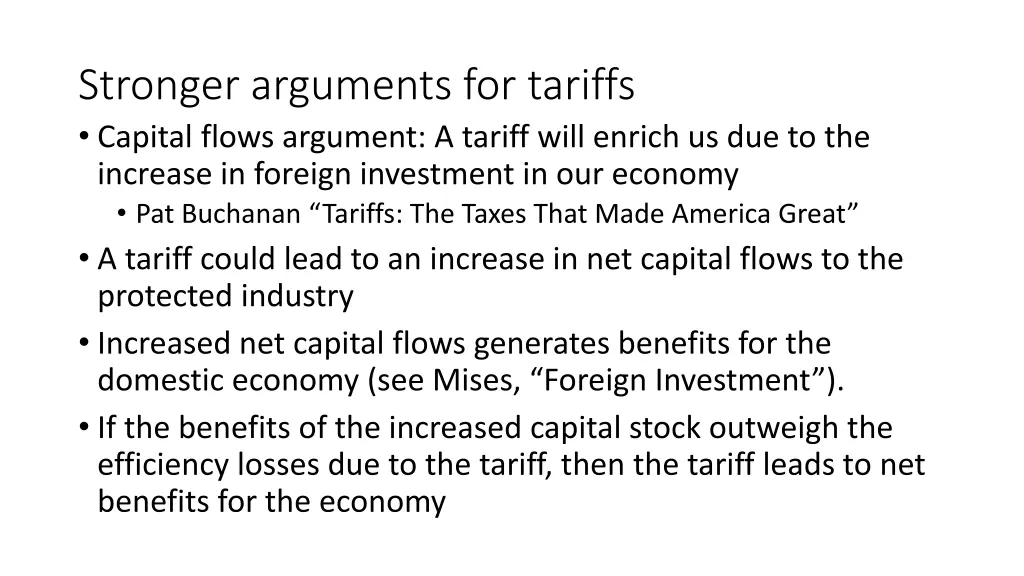 stronger arguments for tariffs capital flows