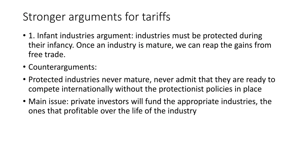 stronger arguments for tariffs