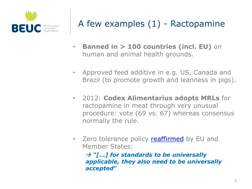 a few examples 1 ractopamine